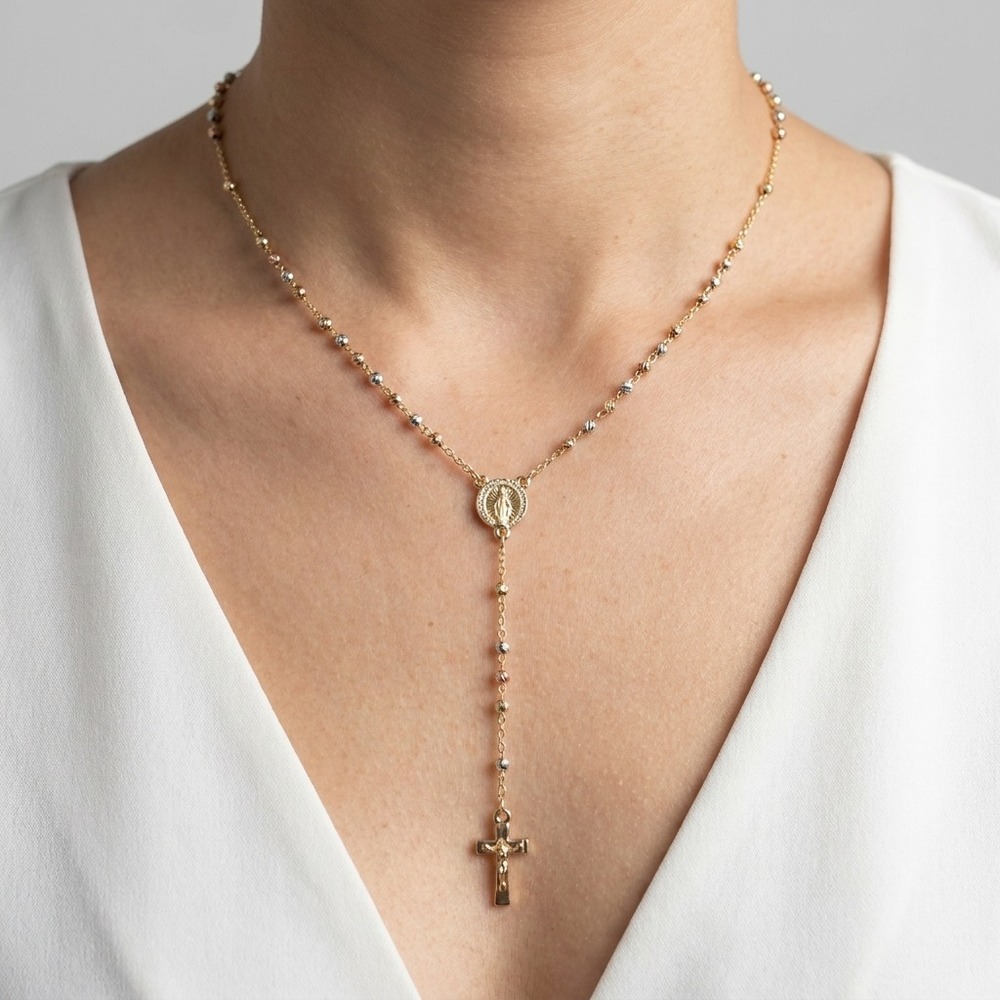 NOT SPECIFIED Women Rosary Necklace OS Gold Silver Rose Gold Metal Religious